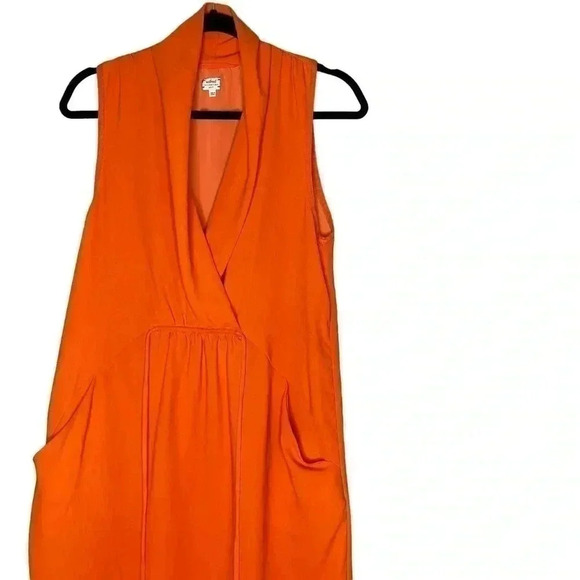 Wilfred Sabine Orange Dress Faux-wrap Mini  Dress With Pockets Size Small - Picture 4 of 8